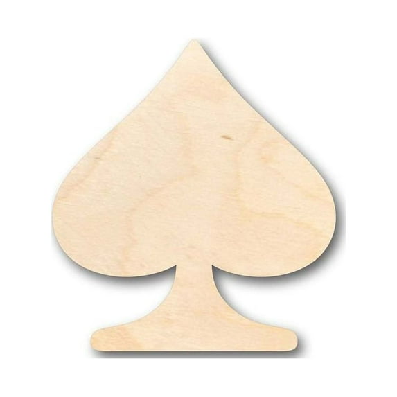 Unfinished Wood Spade Card Shape - Poker - Craft - up to 46" DIY 8" / 1/4"
