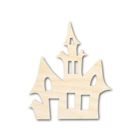 Unfinished Wood Spooky House Shape - Craft - up to 46" 10" / 1/2"