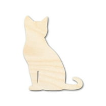 Unfinished Wood Spooky Sitting Cat Shape 5" / 1/2"