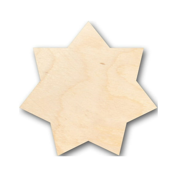 Unfinished Wood Star 7 Point Flower Shape - Craft - up to 46" DIY 24" / 1/4"