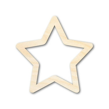 Unfinished Wood Star Outline Shape - Craft - up to 46" DIY 4" / 1/2"