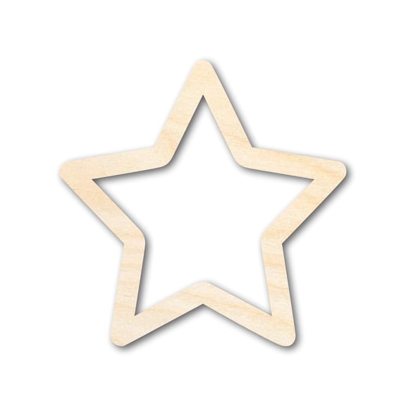 Unfinished Wood Star Outline Shape - Craft - up to 46" DIY 14" / 1/8"