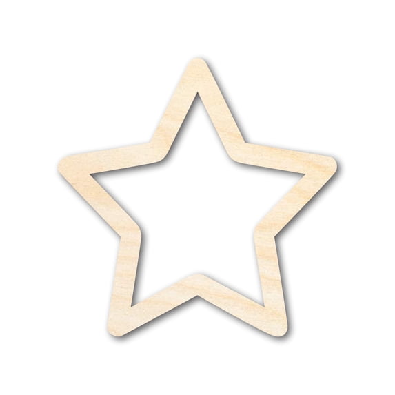 Unfinished Wood Star Outline Shape - Craft - up to 46" DIY 16" / 1"