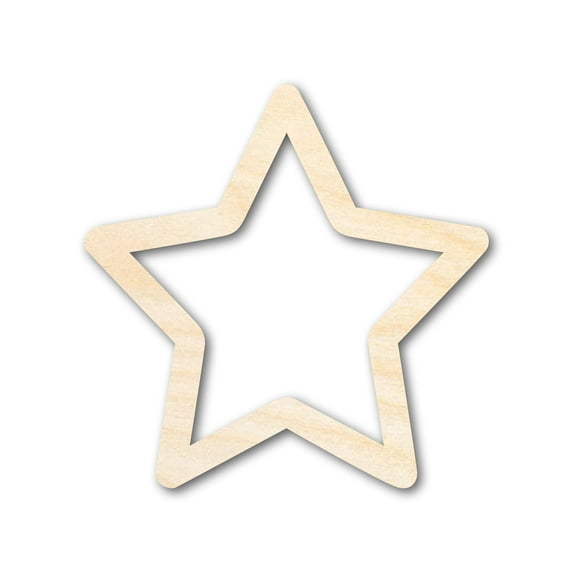Unfinished Wood Star Outline Shape - Craft - up to 46" DIY 3" / 1/2"