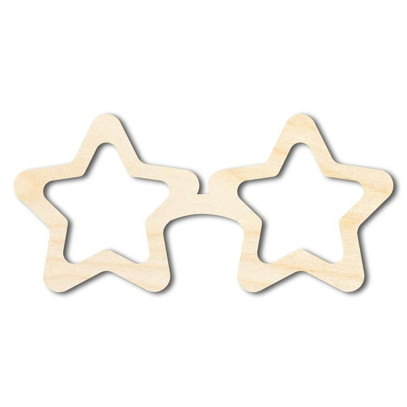 Unfinished Wood Star Sunglasses Shape | DIY Craft Cutout 5" / 1/8"