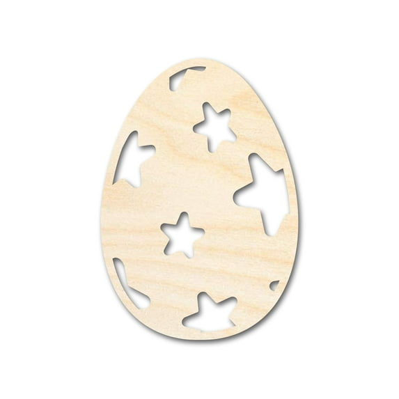 Unfinished Wood Starry Egg Shape - Easter Craft - up to 46" DIY 12" / 1/8"
