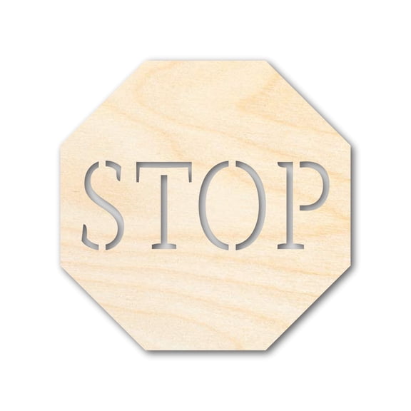 Unfinished Wood Stop Sign Shape | DIY Craft Cutout 16" / 1/2"