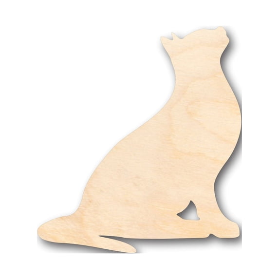 Unfinished Wood Stretching Cat Shape - Craft - up to 46" DIY 14" / 3/4"