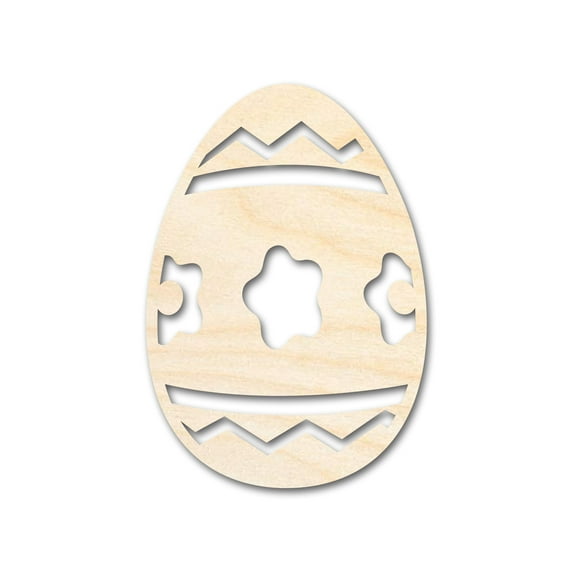 Unfinished Wood Striped Flower Egg Shape - Easter Craft - up to 46" DIY 12" / 1/2"