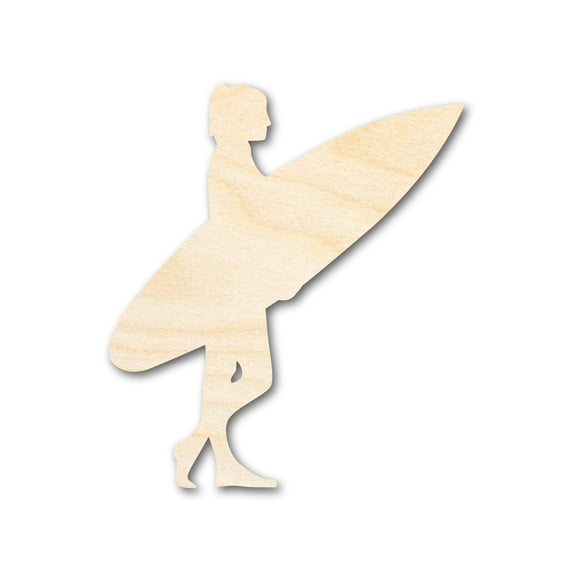 Unfinished Wood Surfer Girl Shape | DIY Craft Cutout 30" / 1/4"