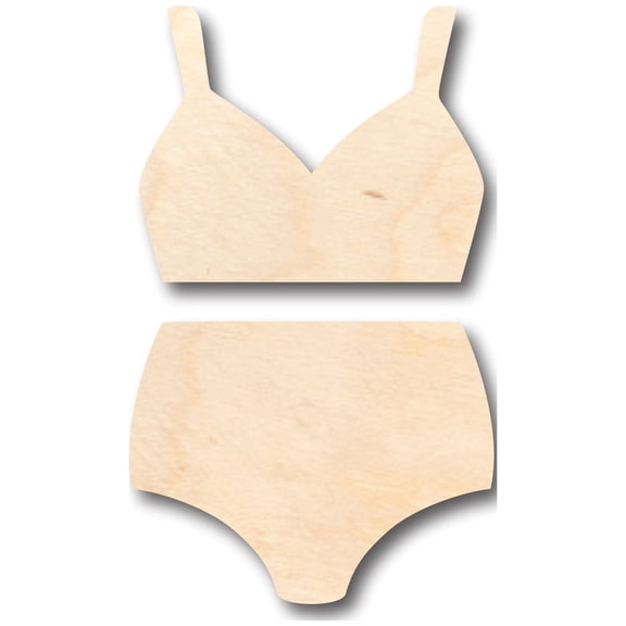 Unfinished Wood Swimsuit Bikini Shape - Craft - up to 46" DIY 12" / 1"