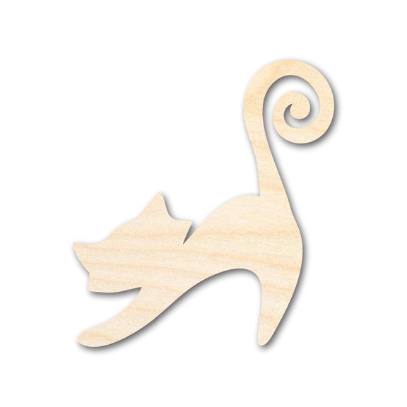 Unfinished Wood Swirly Cat Shape - Craft - up to 46" 3" / 1/8"