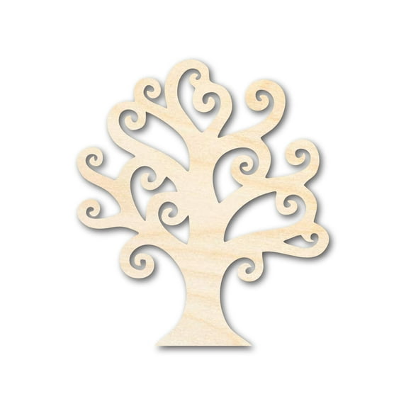 Unfinished Wood Swirly Tree Shape - Craft - up to 46" 3" / 1/8"