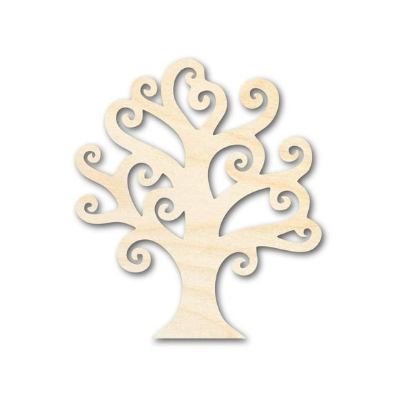 Unfinished Wood Swirly Tree Shape - Craft - up to 46" 8" / 1/2"