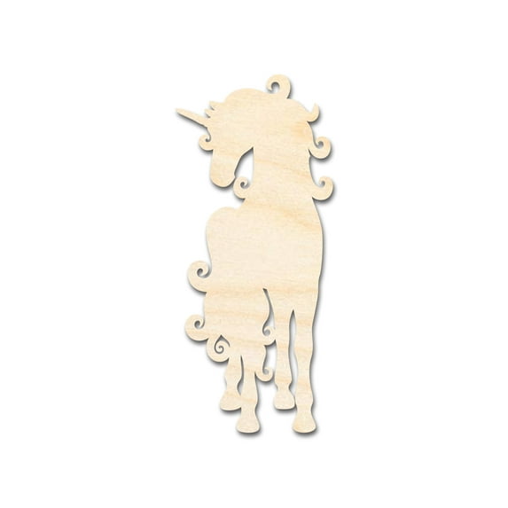 Unfinished Wood Swirly Unicorn Silhouette | DIY Mythical Craft Cutout 42" / 1"