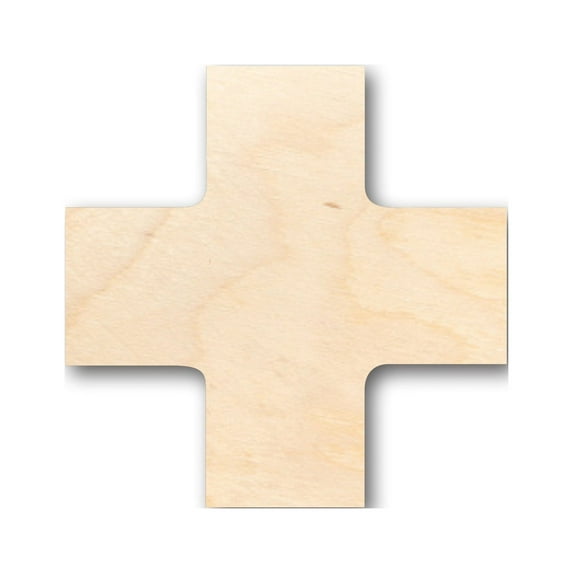 Unfinished Wood Swiss Cross Shape - Craft - up to 46" DIY 20" / 1/8"