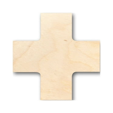 Unfinished Wood Swiss Cross Shape - Craft - up to 46" DIY 5" / 1/8"