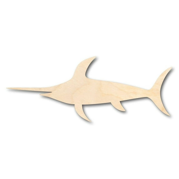Unfinished Wood Swordfish Shape - Marlin - Ocean - Fishing - Craft - up to 46" DIY 8" / 1/2"