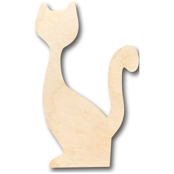 Unfinished Wood Tall Cat Shape - Craft - up to 46" DIY 36" / 1/2"