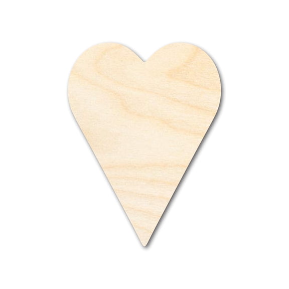 Unfinished Wood Tall Heart Shape | Valentine's Day | DIY Craft Cutout 4" / 1/8"