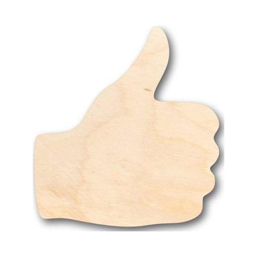 Unfinished Wood Thumbs Up Shape - Craft - up to 46" DIY 4" / 1/8"