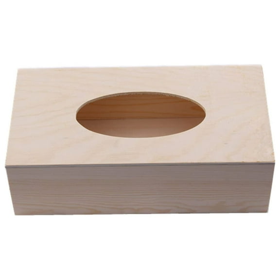 Unfinished Wood Tissue Box Cover, Rectangular Handmade Wooden Napkin Dispenser for Tabletop, DIY Arts Crafts Home Decoration, 24x12x8cm