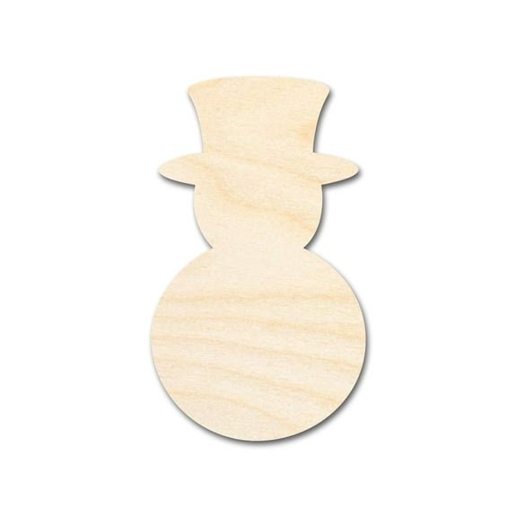 Unfinished Wood Tophat Snowman Shape - Craft - up to 46" DIY 5" / 1/2"