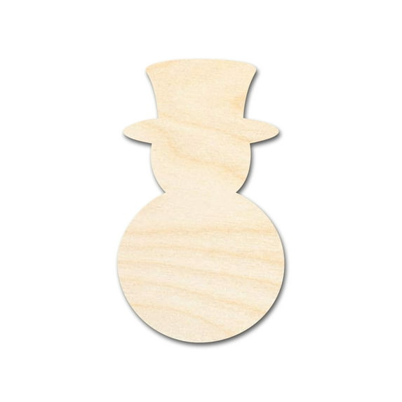 Unfinished Wood Tophat Snowman Shape - Craft - up to 46" DIY 6" / 1/8"