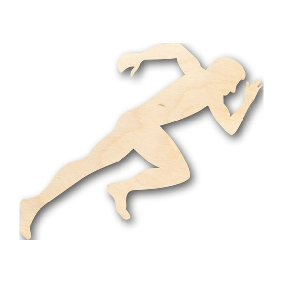 Unfinished Wood Track Sprinter Shape - Craft - up to 46" DIY 4" / 1/8"