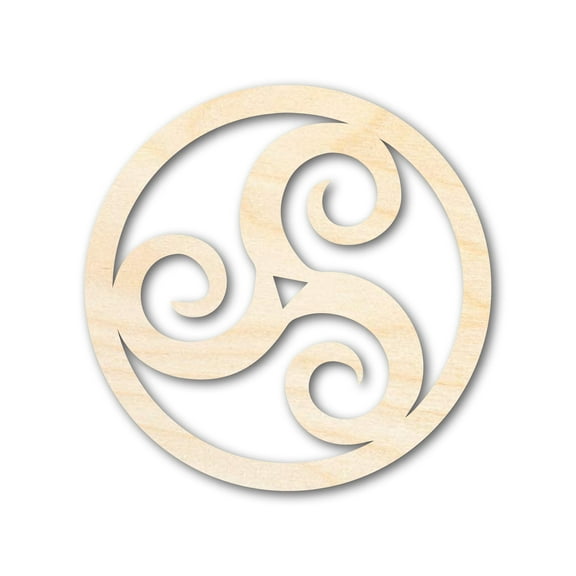 Unfinished Wood Triskele Shape - Celtic Symbol Craft - up to 46" 14" / 1/2"
