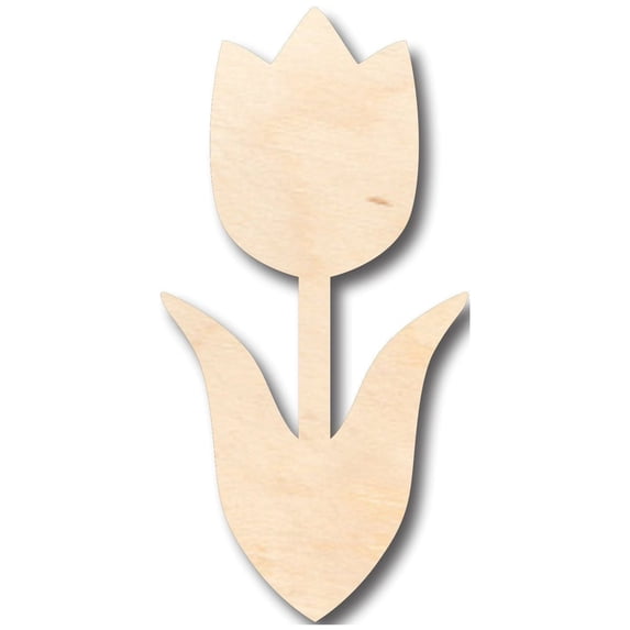 Unfinished Wood Tulip Flower Shape - Craft - up to 46" DIY 16" / 1/2"