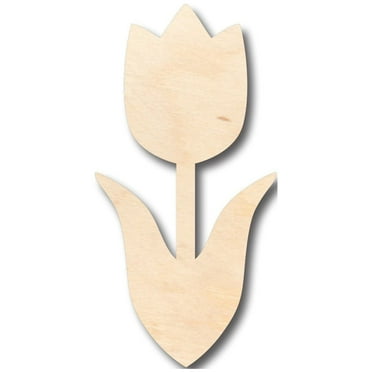 Unfinished Wood Tulip Flower Shape - Craft - up to 46" DIY 5" / 1/8"