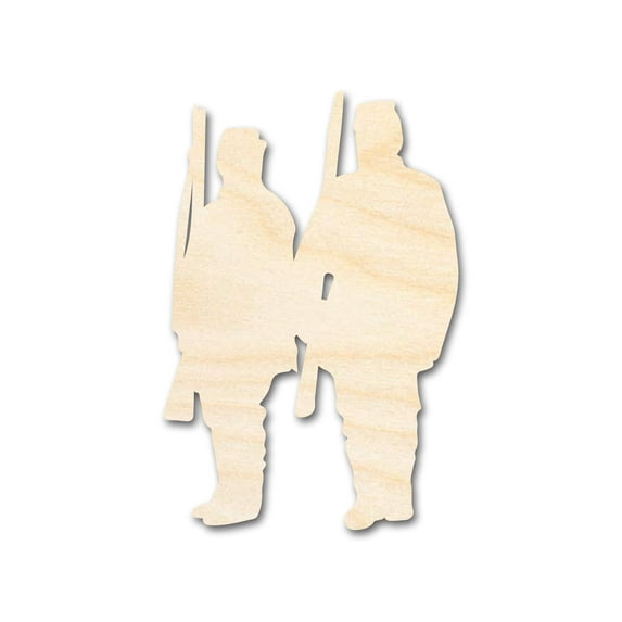 Unfinished Wood Two Soldiers Shape | DIY Craft Cutout | up to 46" DIY 5" / 1/4"