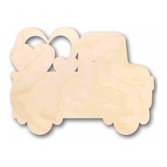 Unfinished Wood Valentine Truck Silhouette - Craft- up to 46" DIY 12" / 1/2"