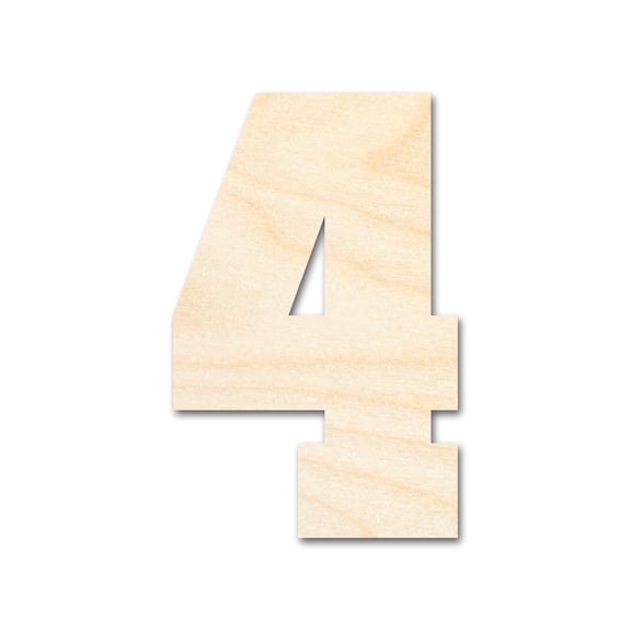 Unfinished Wood Varisty Number Four Shape | DIY Craft Cutout 24" / 1/4"