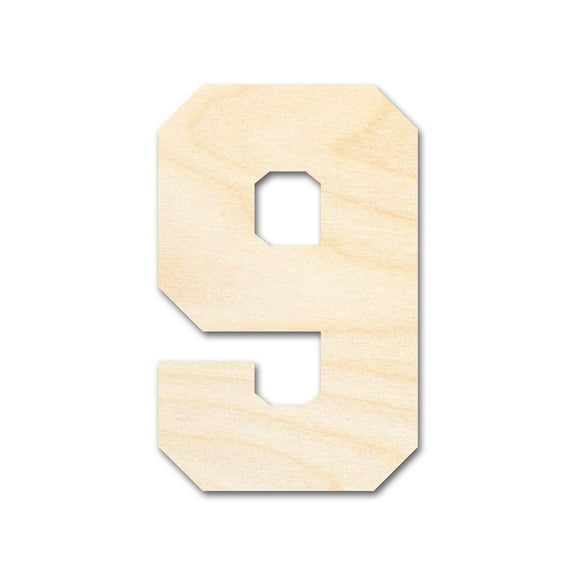Unfinished Wood Varisty Number Nine Shape | DIY Craft Cutout | up to 46" DIY 7" / 1/4"