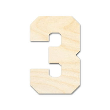 Unfinished Wood Varisty Number Three Shape | DIY Craft Cutout | up to 46" DIY 3" / 1/2"