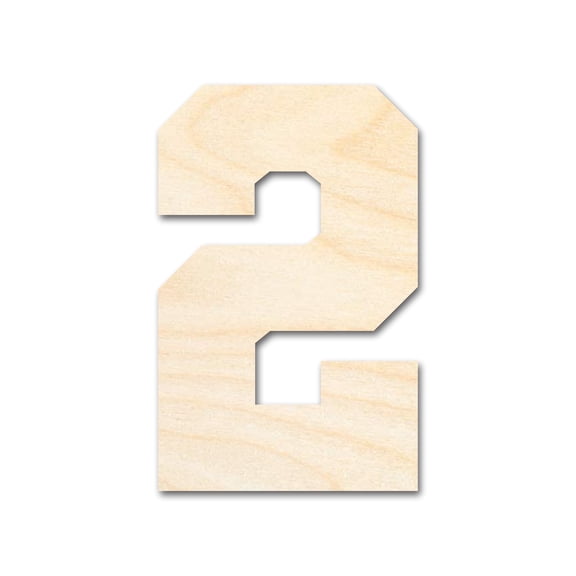 Unfinished Wood Varisty Number Two Shape | DIY Craft Cutout 24" / 1/2"