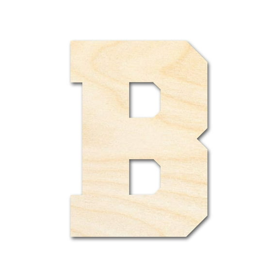 Unfinished Wood Varsity Team Font - B Shape 4" / 1/2"