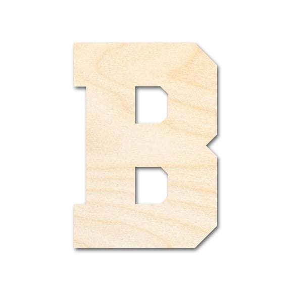 Unfinished Wood Varsity Team Font - B Shape | DIY Craft Cutout 4" / 1/4"