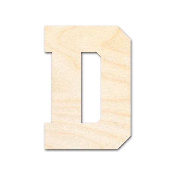 Unfinished Wood Varsity Team Font - D Shape | DIY Craft Cutout 3" / 1/8"