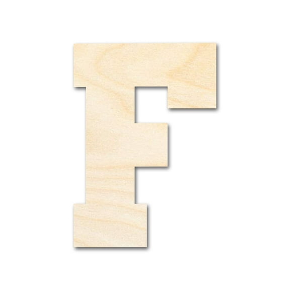 Unfinished Wood Varsity Team Font - F Shape 4" / 1/8"