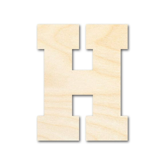 Unfinished Wood Varsity Team Font - H Shape | DIY Craft Cutout | up to 46" DIY 4" / 1/8"