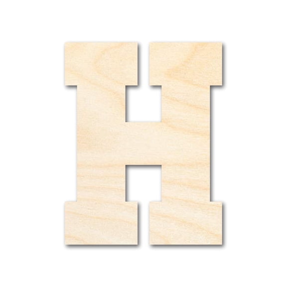 Unfinished Wood Varsity Team Font - H Shape | DIY Craft Cutout 6" / 1/2"