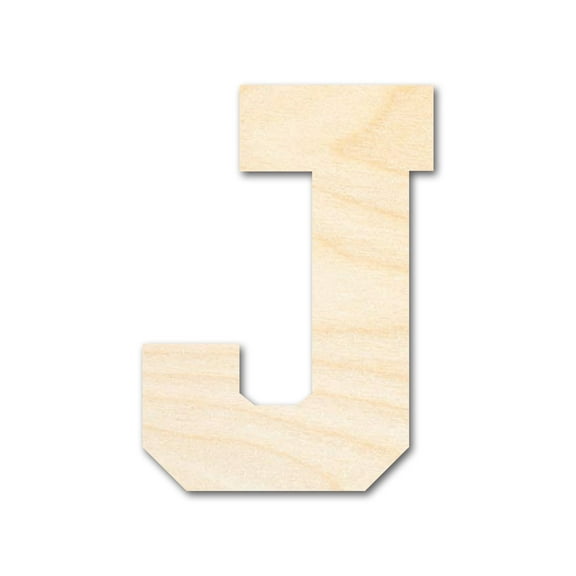 Unfinished Wood Varsity Team Font - J Shape 3" / 1/4"