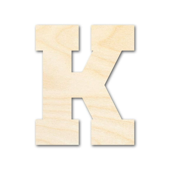 Unfinished Wood Varsity Team Font - K Shape 6" / 1/8"