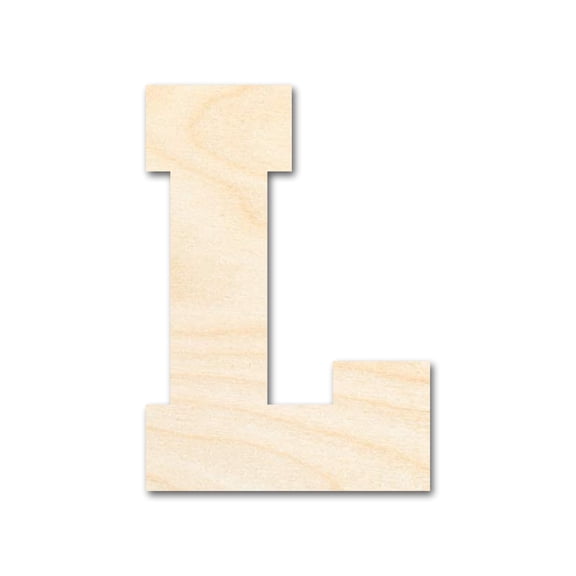 Unfinished Wood Varsity Team Font - L Shape | DIY Craft Cutout 14" / 1/8"