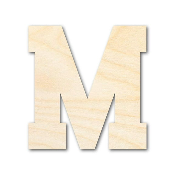 Unfinished Wood Varsity Team Font - M Shape | DIY Craft Cutout | up to 46" DIY 3" / 1/8"