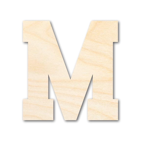 Unfinished Wood Varsity Team Font - M Shape 4" / 1/8"