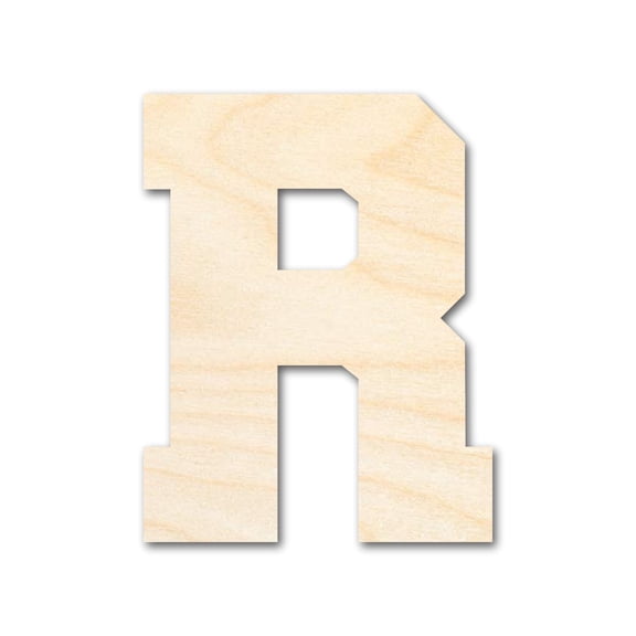 Unfinished Wood Varsity Team Font - R Shape | DIY Craft Cutout 3" / 1/8"